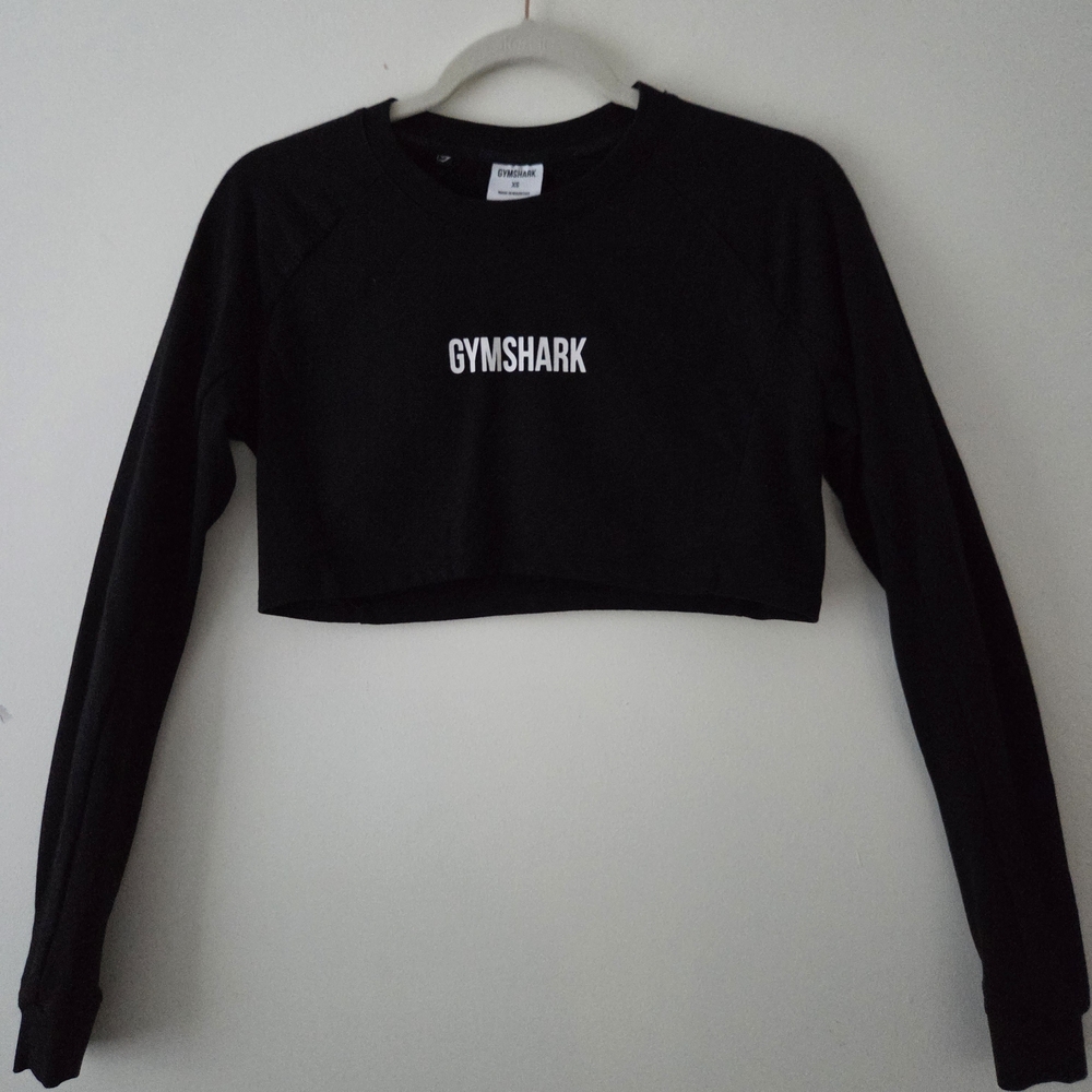 Gymshark Black Long Sleeve Crop Top XS (BOX15)